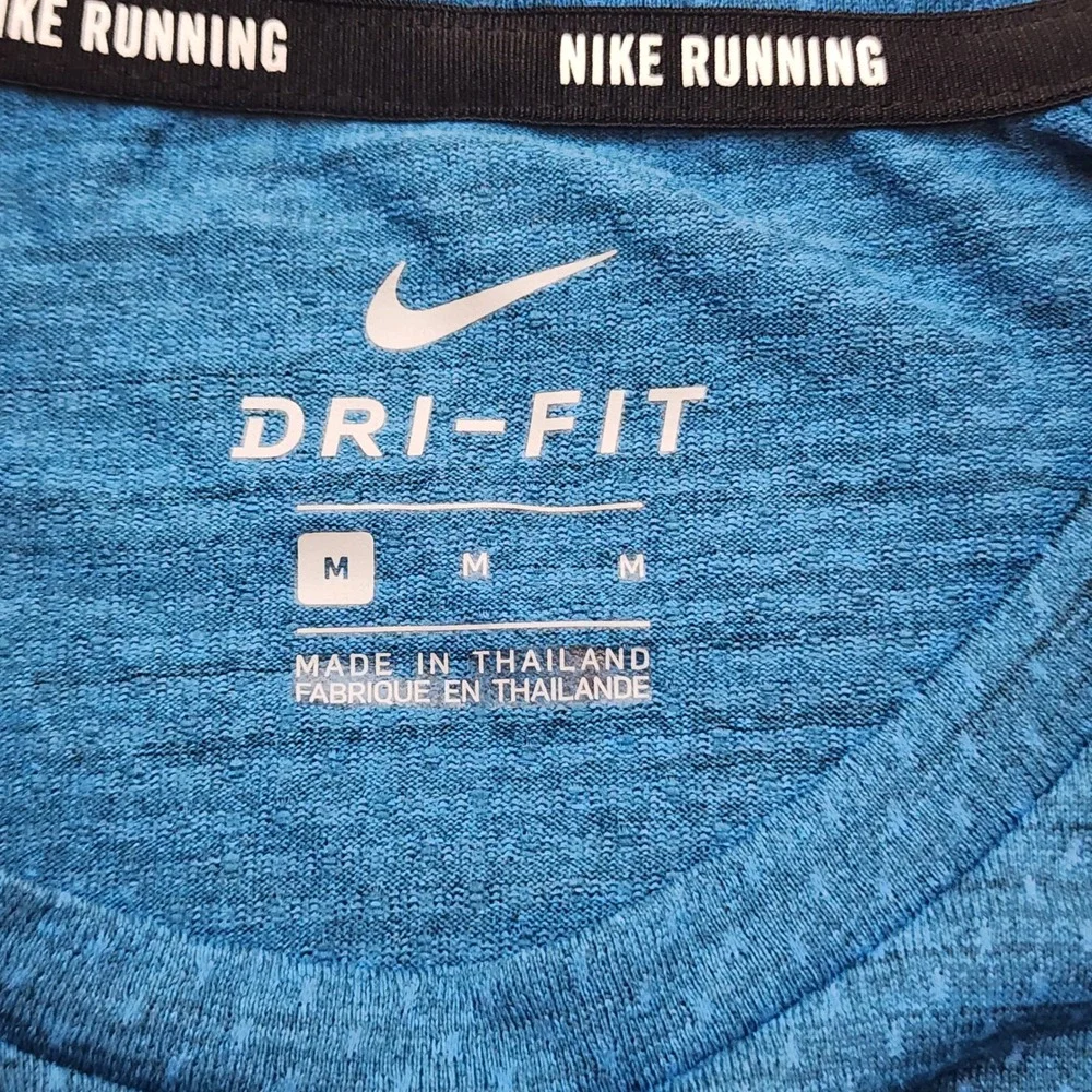 Nike Running Dri-FIT Blue Heathered Short Sleeve T-Shirt Mens Medium 718348-438